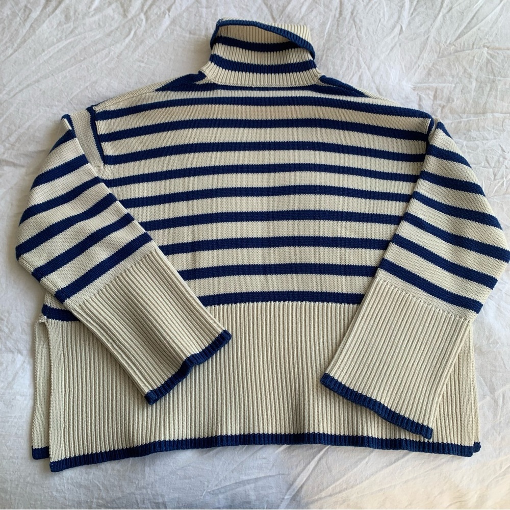 Toteme Signature Stripe Turtleneck Wool Cotton Ov… - image 4